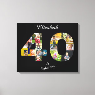 40 and Fabulous Multi Photo Mom 40th Birthday Canvas Print
