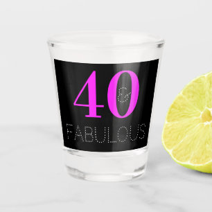 40 and fabulous Neon Pink Birthday Party Favor Shot Glass