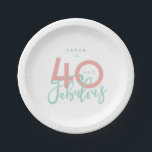 40 and fabulous paper plates<br><div class="desc">Celebrate your special birthday in style with this blush and mint 40 and fabulous birthday plate. Change the background colour to customize. Part of a collection.</div>