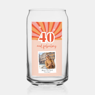 40 and fabulous photo gift, retro birthday can glass