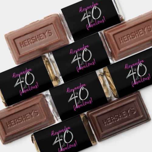 40 and Fabulous Pink and Black Personalized Hersheys Miniatures