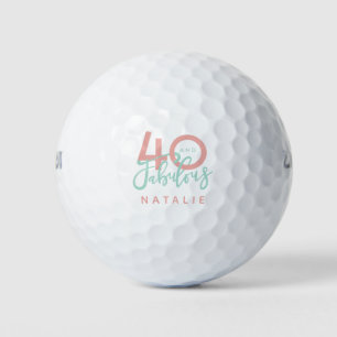 40 and fabulous pink and mint girly birthday golf balls