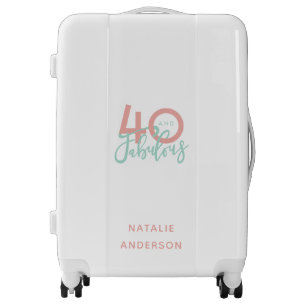 40 and fabulous pink and mint girly birthday luggage
