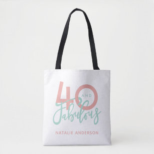 40 and fabulous pink birthday party  tote bag
