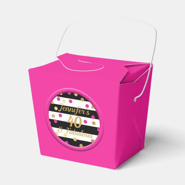 40 and Fabulous Pink Chinese Food Boxes (Front Side)