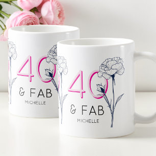 40 and fabulous Pink Floral 40th Birthday Party Coffee Mug