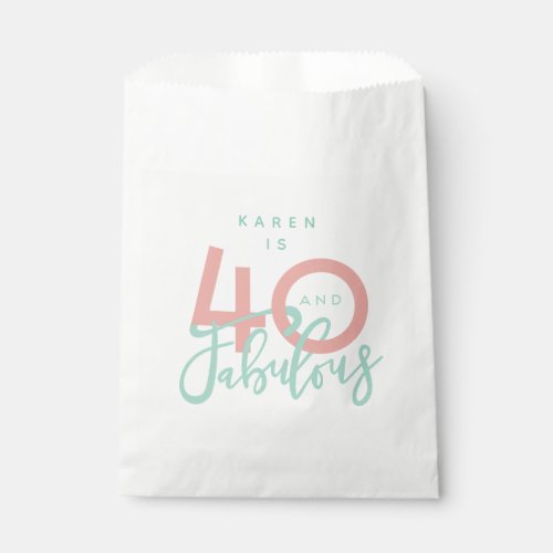 40 and fabulous pink girly birthday party favor bag