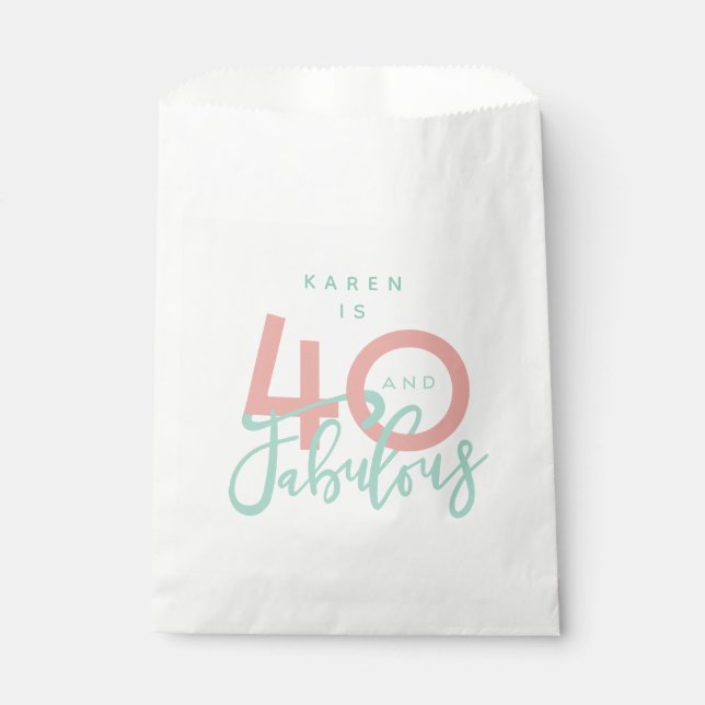 40 and fabulous pink girly birthday party favor bag (Front)