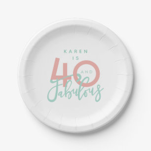 40 and fabulous pink girly birthday party paper plates