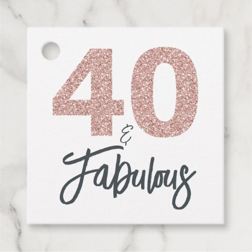 40 and Fabulous Pink Glitter Birthday Party Favor Tags