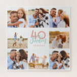 40 and fabulous pink photo birthday jigsaw puzzle<br><div class="desc">Celebrate your 40th birthday in style with these pink and mint 40th birthday design. A modern design with script text and bold graphics. Change the color to customize. Part of a collection.</div>