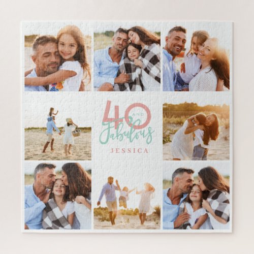 40 and fabulous pink photo birthday jigsaw puzzle