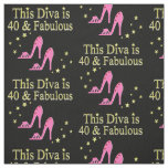 40 AND FABULOUS PINK SHOE QUEEN DESIGN FABRIC