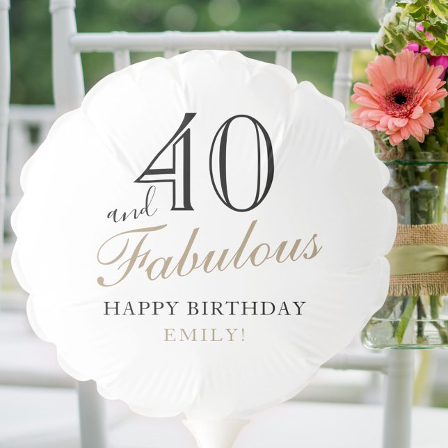 40 and Fabulous Quote Elegant 40th Birthday Balloon (Creator Uploaded)