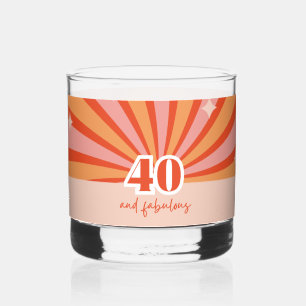 "40 and fabulous", retro birthday gift whiskey glass
