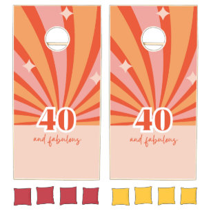 "40 and fabulous", retro birthday party cornhole set