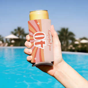 "40 and fabulous", retro birthday party  seltzer can cooler