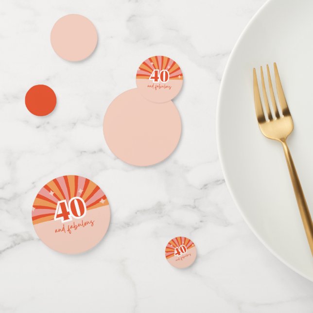 "40 and fabulous", retro birthday party table   confetti (Group)