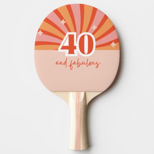 40 and fabulous retro bright peach small ping pong paddle