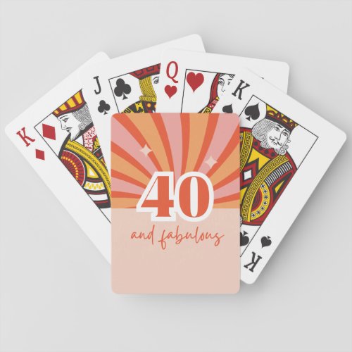 40 and fabulous retro bright peach small playing cards