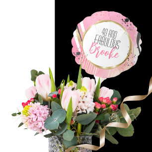 40 and Fabulous Retro Pink Gold Black Modern Balloon