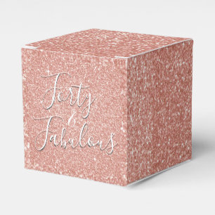 40 and Fabulous Rose Gold Blush Pink Glitter Favor Boxes