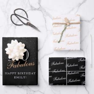40 and Fabulous Script Modern Black 40th Birthday Wrapping Paper Sheets