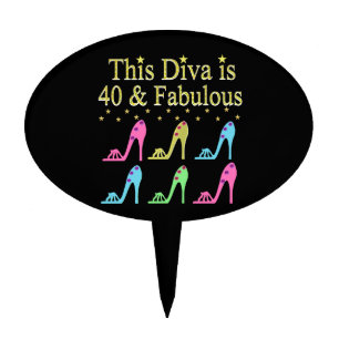40 AND FABULOUS SHOE QUEEN DESIGN CAKE TOPPER