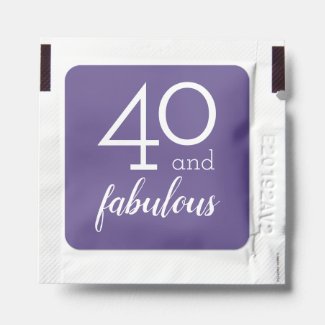 40 and Fabulous Typography 40th Birthday Violet Hand Sanitizer Packet