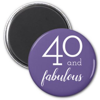40 and Fabulous | Violet and White Typography Magnet