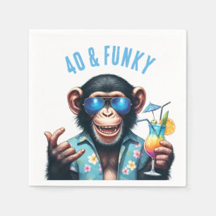 40 and Funky Summer Monkey 40th Birthday Napkins