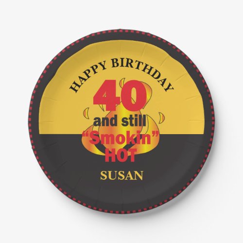40 and Still Smokin Hot  40th Birthday Paper Plates
