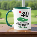 40 and Still Swinging, Funny 40th Birthday Golfer Mug<br><div class="desc">Celebrate a golfer’s 40th birthday with this funny mug featuring the playful phrase "Fore-tee & Still on Par." Add a name to make it extra special! The perfect gift for any golf enthusiast turning 40 — whether it's for their morning coffee, a birthday surprise, or a fun keepsake to mark...</div>