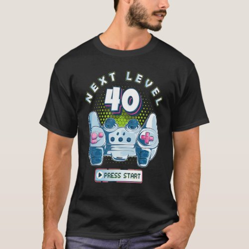 40 Birthday Gamer Next Level 40 Gaming Controller  T_Shirt