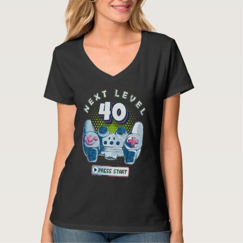 40 Birthday Gamer Next Level 40 Gaming Controller  T_Shirt