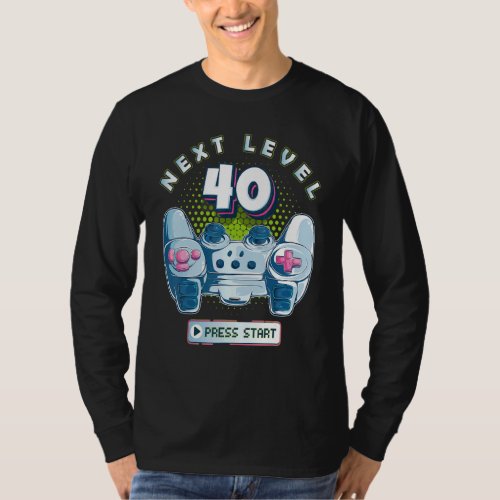 40 Birthday Gamer Next Level 40 Gaming Controller  T_Shirt