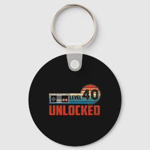 40 Birthday Gift Unlocked Level 40 Vintage Game Co Keychain