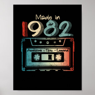40 Birthday Gifts Year Old Made in 1982 Cassette Poster