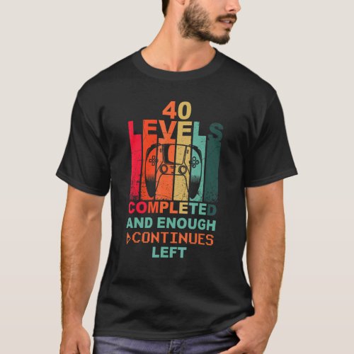 40 Birthday Level 40 Ps Joypad Retro Vintage Gamer T_Shirt