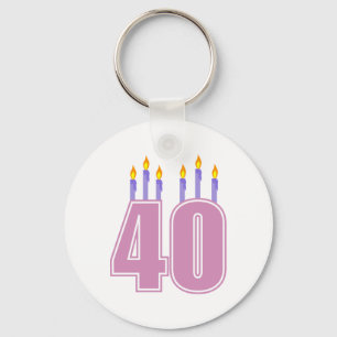 40 Candles (Pink / Purple) Keychain