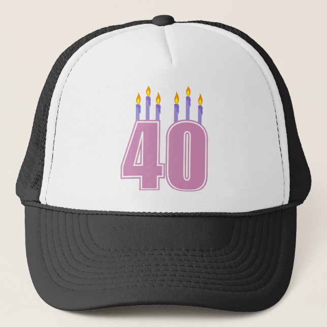 40 Candles (Pink / Purple) Trucker Hat (Front)