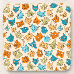 40 cat faces and one tail beverage coaster