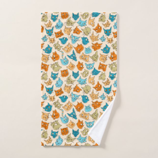 40 cat faces and one tail hand towel  (Hand Towel)