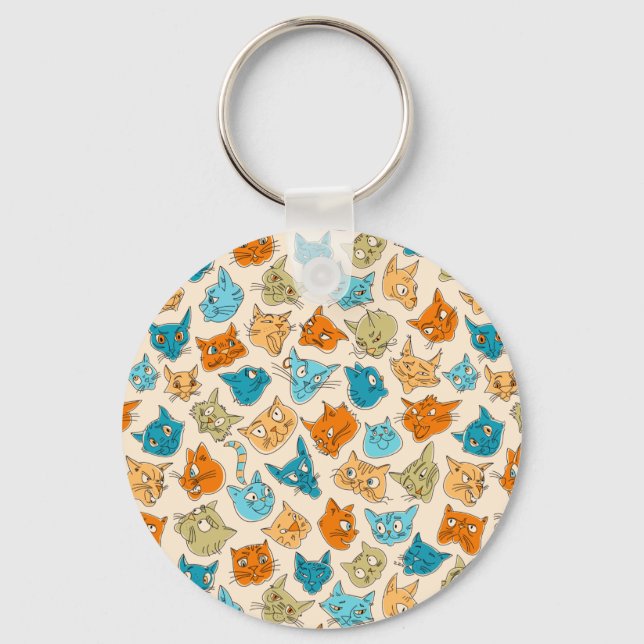 40 cat faces and one tail keychain (Front)