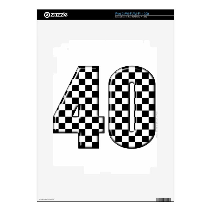 40 checkered number iPad 2 decals