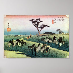 40. Chiryū-juku, Hiroshige, Ukiyo-e Poster