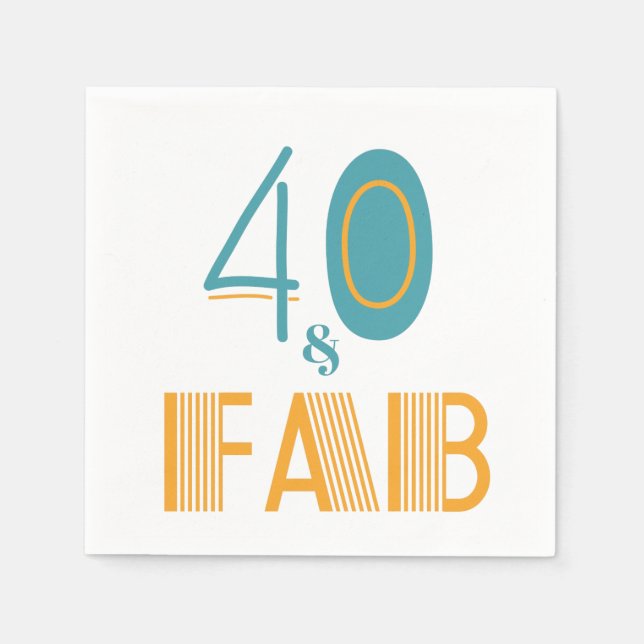 40 & Fab Modern Birthday Napkins (Front)