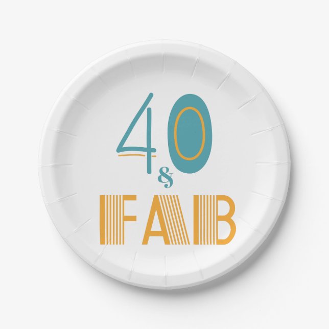 40 & Fab Modern Birthday Paper Plates (Front)