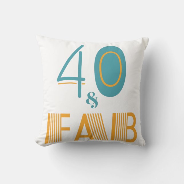 40 & Fab Modern Birthday Throw Pillow (Front)