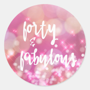 40 & Fabulous, 40th Birthday Glamour Classic Round Sticker